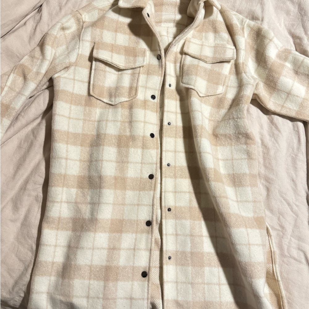 TALULAH Beige and Cream Plaid Jacket